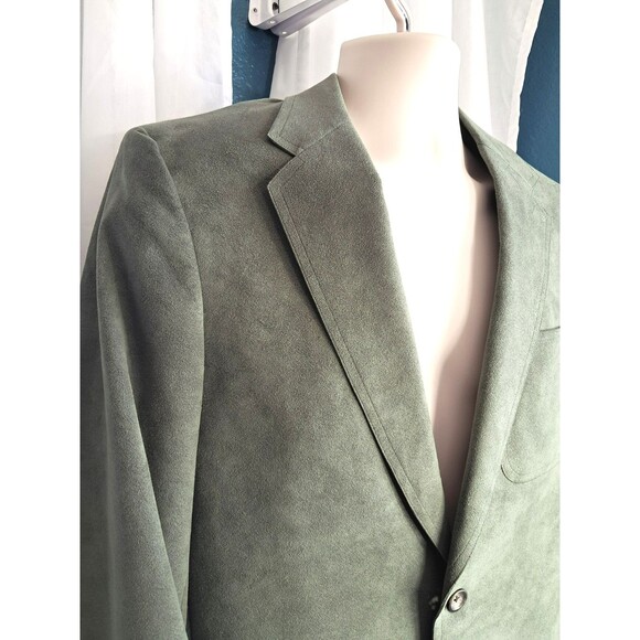 Green Suede Mens Vintage Stuart Reed Sakowitz Sports Coat Size 40 Medium - Picture 3 of 9
